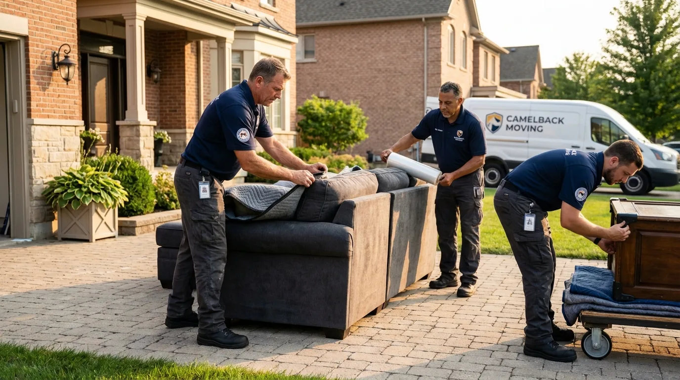 Large estate moving crew wrapping furniture in Collinsville, AL
