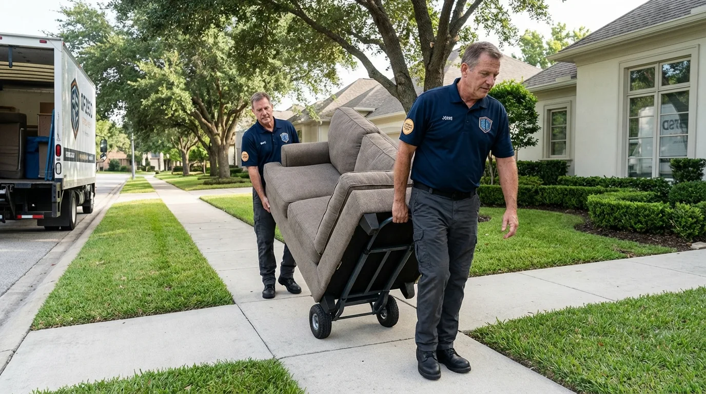 Local residential moving crew loading furniture in Collinsville, AL