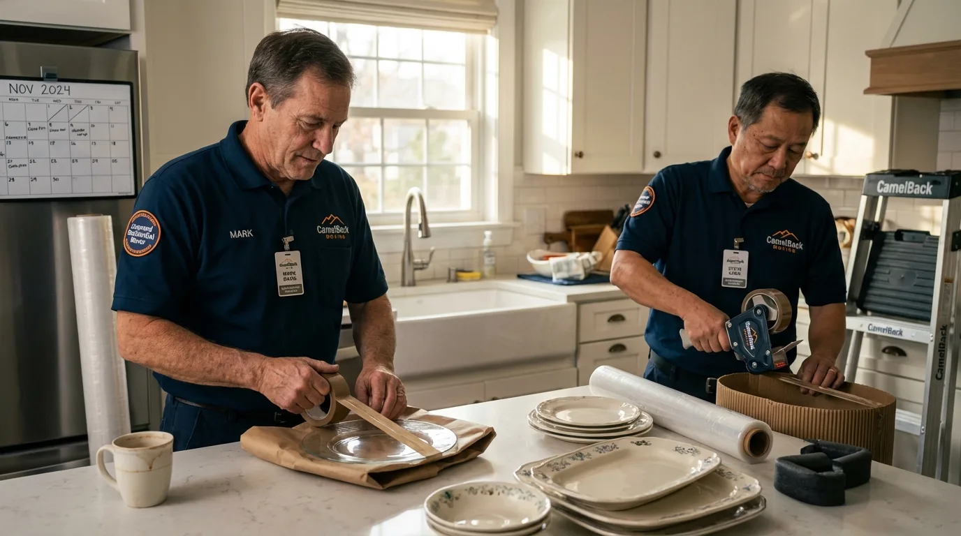 Professional crew packing kitchen dishware in Collinsville, AL